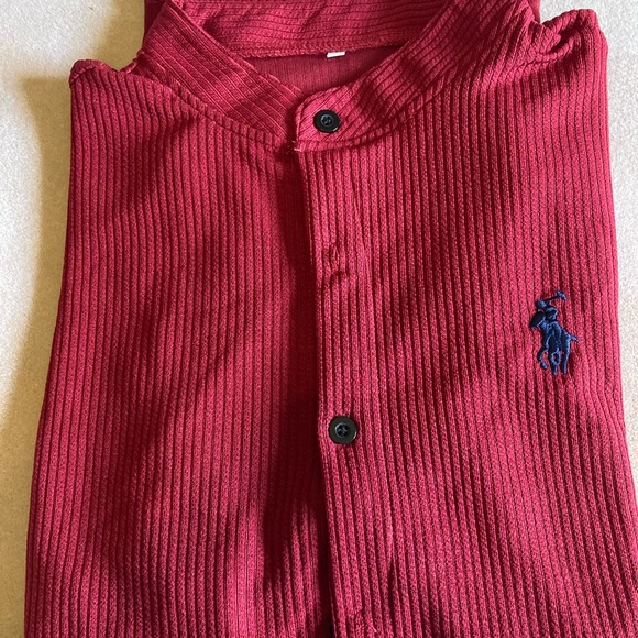 Polo by Ralph Lauren Red Ribbed Button Down Shirt Set - Picture 6 of 6